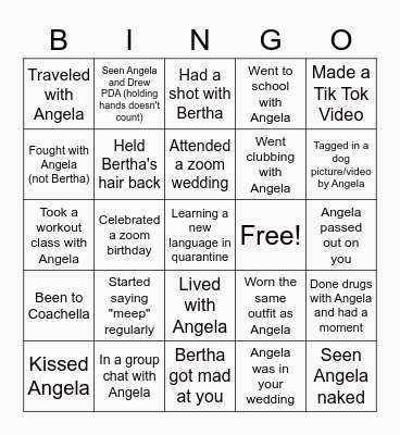 ANGELAS BIRTHDAY Bingo Card