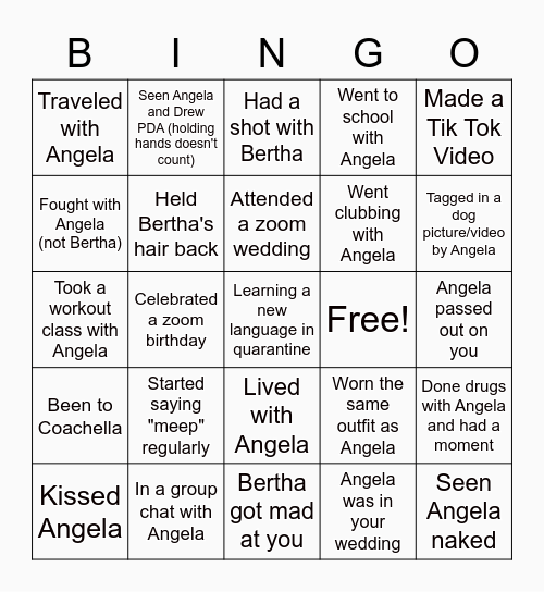 ANGELAS BIRTHDAY Bingo Card