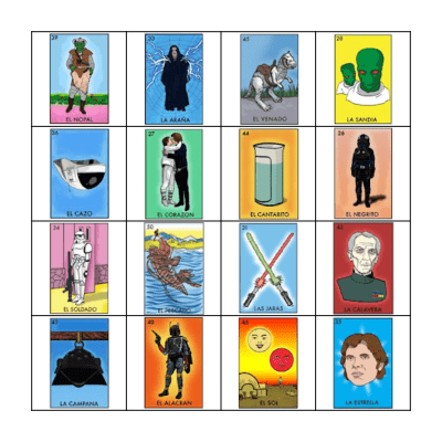 Starwars Loteria Bingo Card