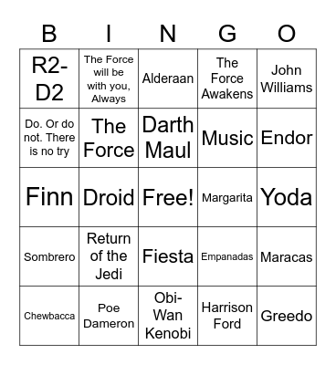 May the 4th Be With You/Cinco de Mayo Bingo Card