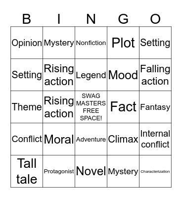 SWAG MASTERS BINGO CARD Bingo Card