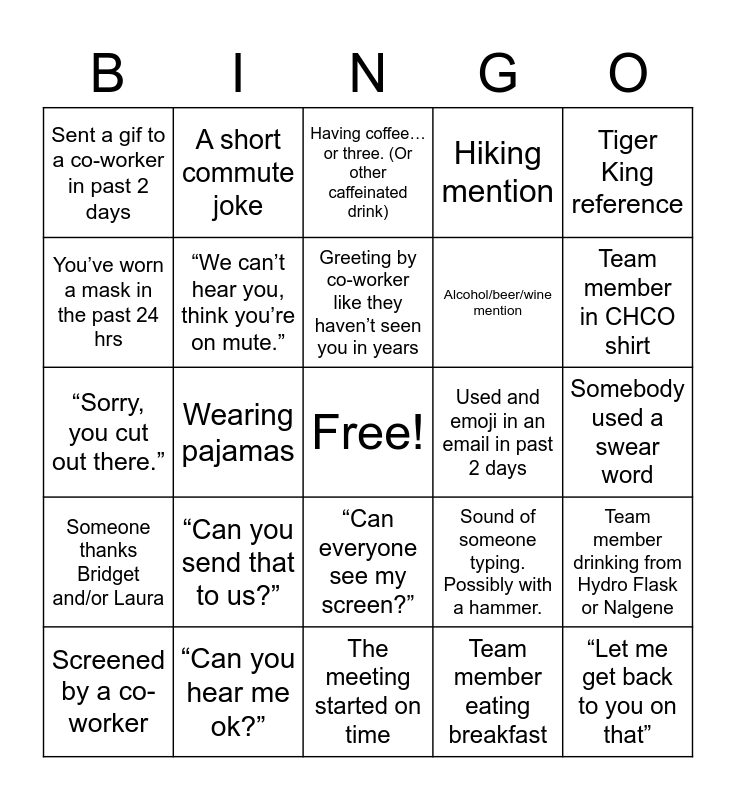 office meeting bingo