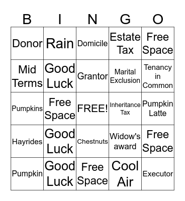 Tax Bingo! Bingo Card