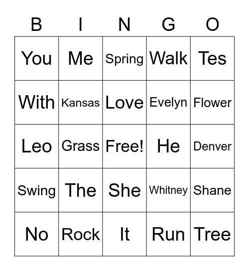 Evelyn'singo Bingo Card