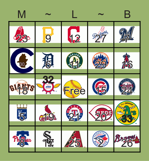 MLB BINGO Card