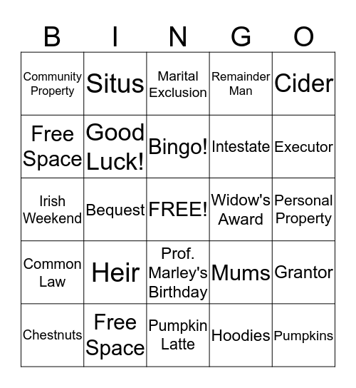 Tax Bingo! Bingo Card