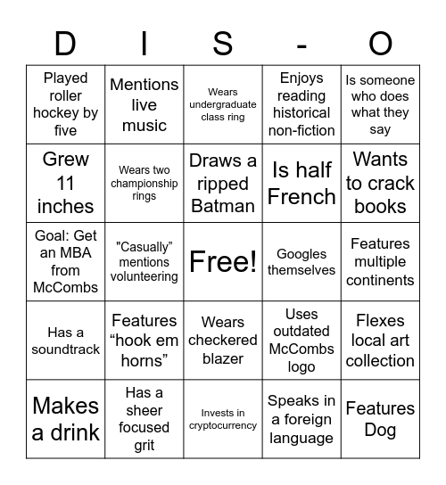 Admissions Video Awards 2020 Bingo Card