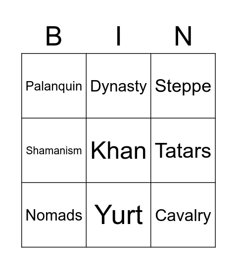 The Mongol Empire Bingo Card