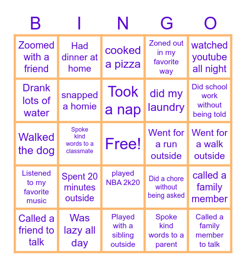 Staying Healthy BINGO! Bingo Card