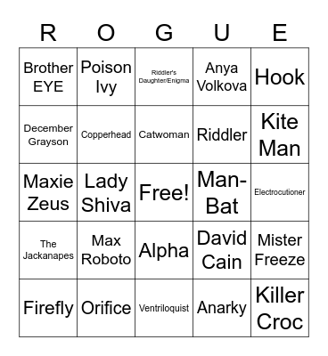 Batman's Rogues Gallery Bingo Card