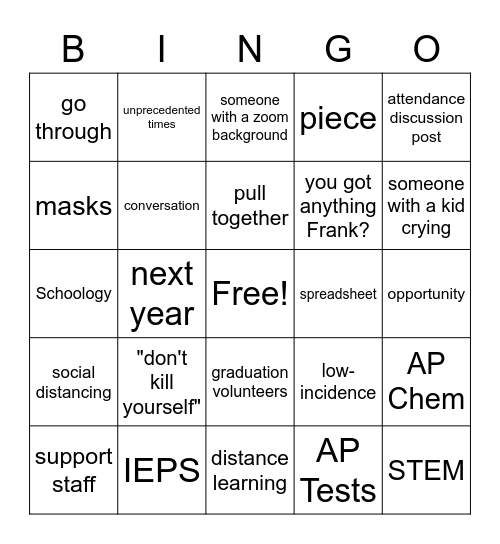 pac Bingo Card
