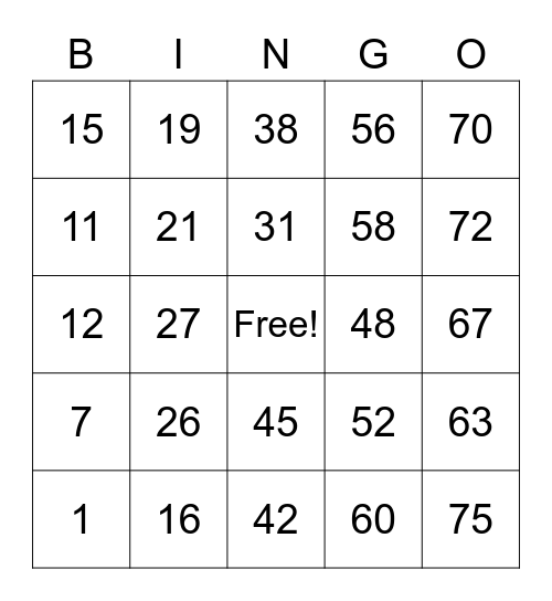 Untitled Bingo 2 Bingo Card