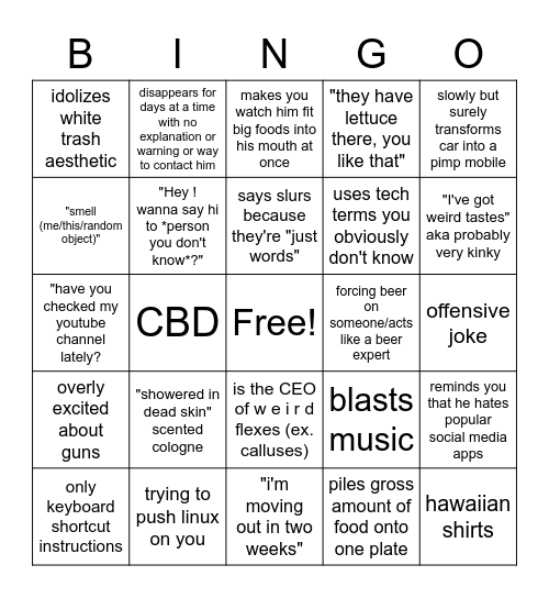 Auberon Bingo! Bingo Card