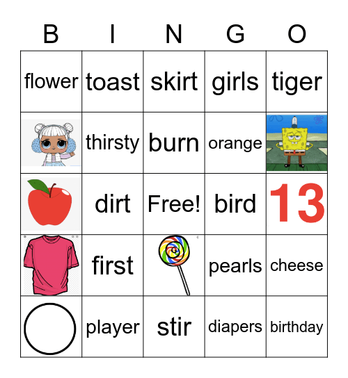 "IR" Bingo Game Bingo Card