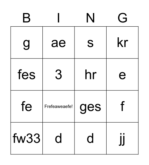 Untitlhged Bingo Card