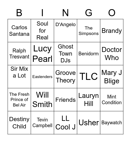 Lorna's Musical Bingo Card