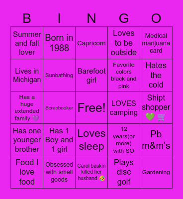 Cassandra’s Bingo ⭐️⭐️ Bingo Card