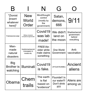 Conspiracy Theory Bingo! Bingo Card