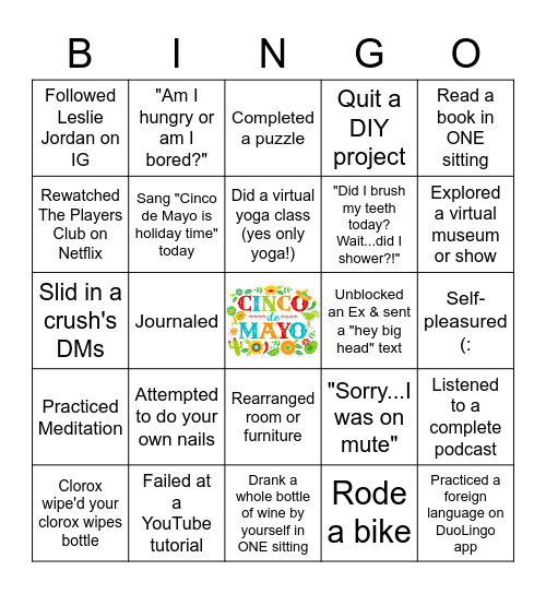 Cinco de Mayo Bingo Card