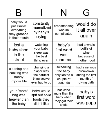 Happy Mother’s Day Bingo Card