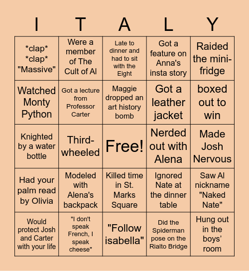 Hillsdale Bingo - Knights Who Say Ni Edition Bingo Card