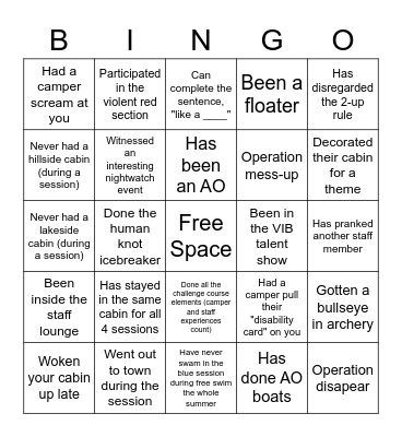 LBLC Bingo 2.0 Bingo Card