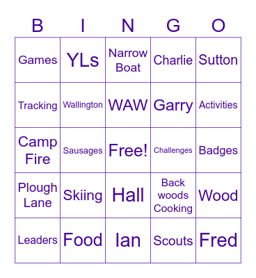 1NW Bingo Card