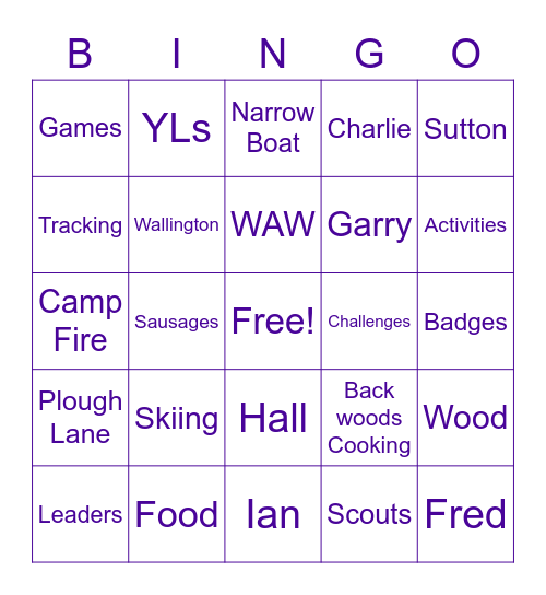 1NW Bingo Card