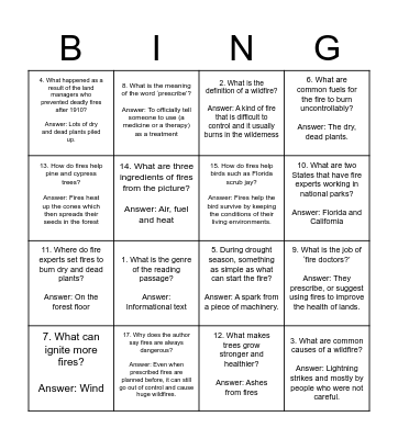 Fire! Friend or Enemy? Bingo Card