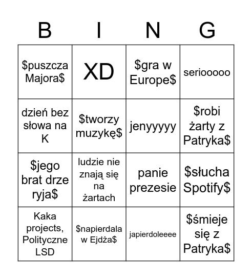 Bingo najlepszego DJ Bingo Card