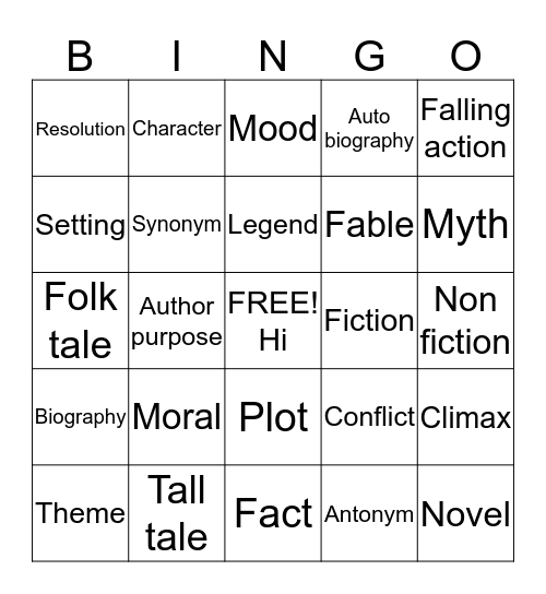 My bingo Card