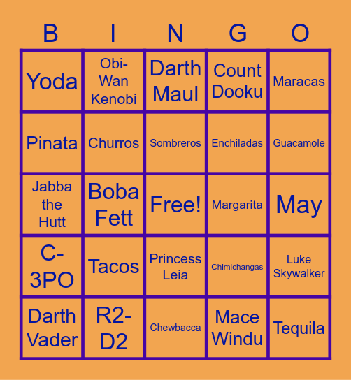 May the 4th Be With You / Cinco de Mayo Bingo Card