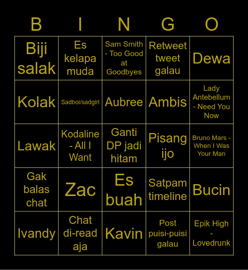 Henrik’s Bingo Card