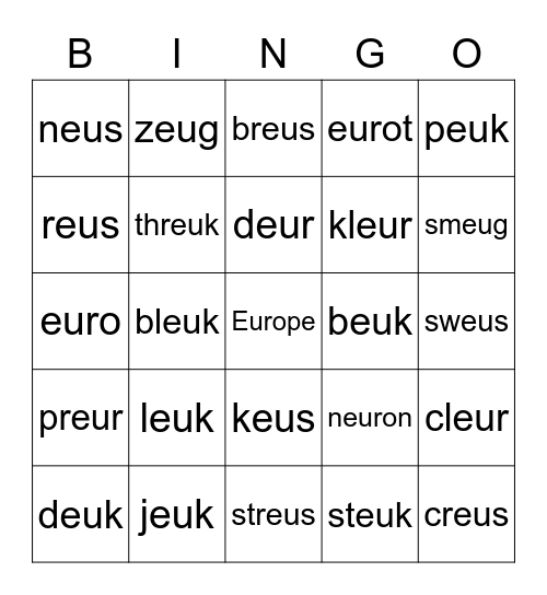 letter eu Bingo Card