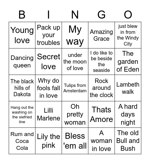Music Bingo! Bingo Card