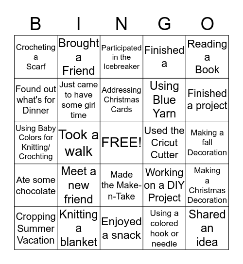 Crafter's Connection  Bingo Card