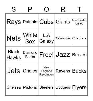 Sports Bingo! Bingo Card