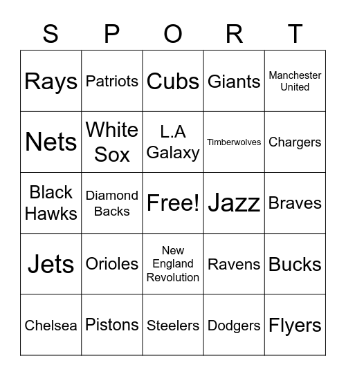 Sports Bingo! Bingo Card