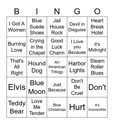 Elvis Bingo Card