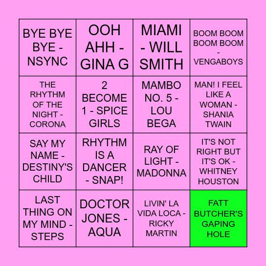 90s DISCO DISCO BINGO BINGO Card