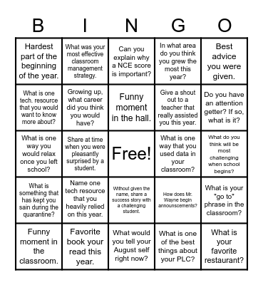 REFLECTION PERFECTION Bingo Card