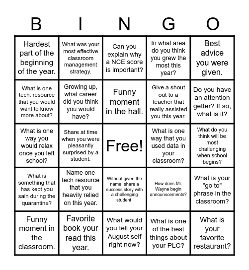 REFLECTION PERFECTION Bingo Card