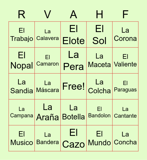Hispanic Forum Loteria Bingo Card