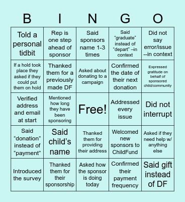 Call Bingo Card