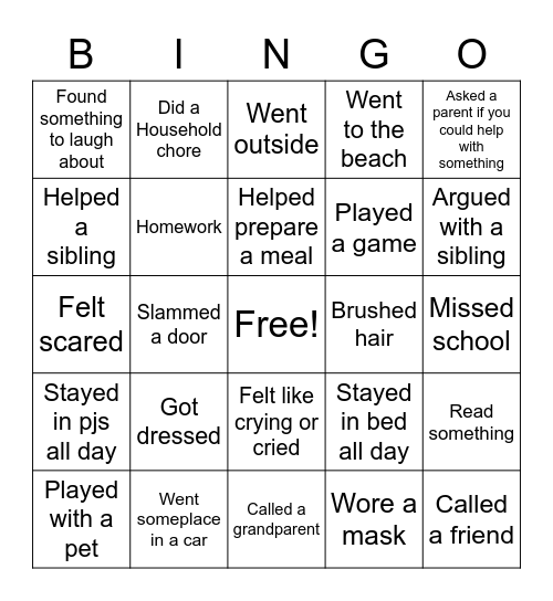 Quarantine Teen Bingo Card