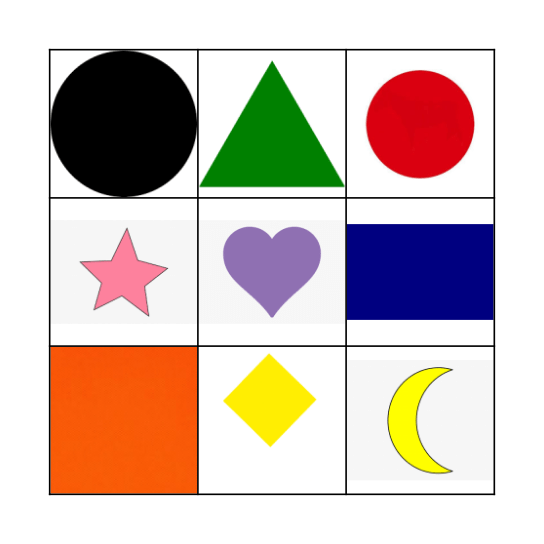 Colors/Shapes Bingo Card