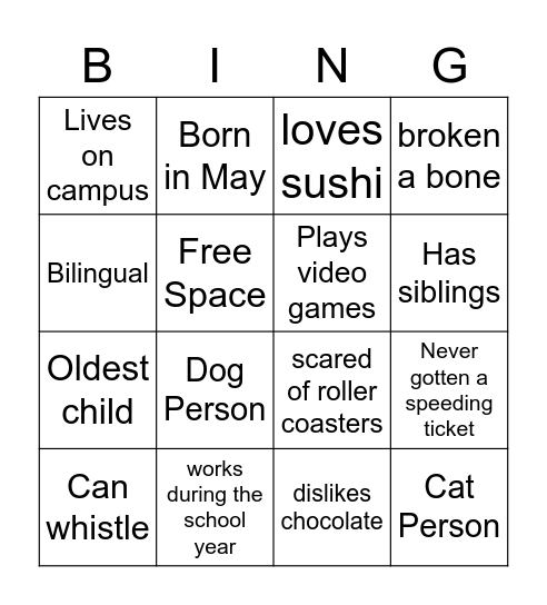Connect 2020 Happy Hour Bingo Card