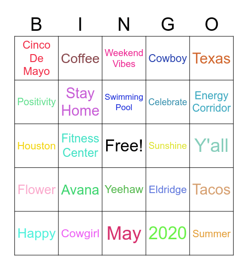 Avana Eldridge 🌺 Bingo Card