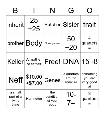 Life Science Bingo Card