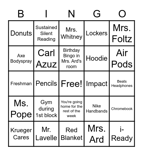 KMS Team 8 Bingo Round 2 Bingo Card